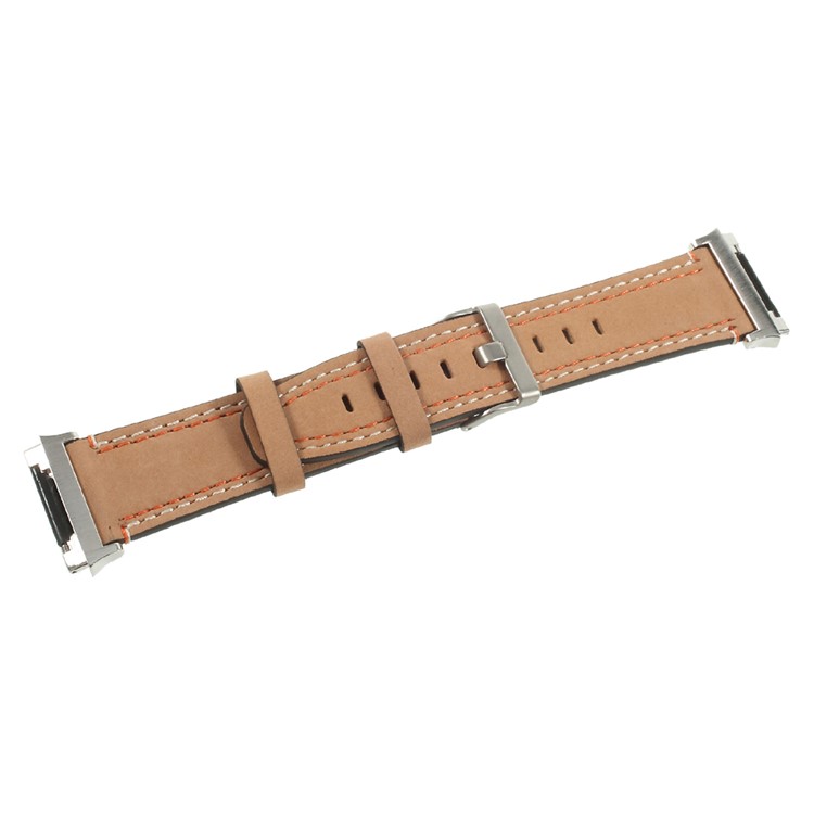 Genuine Leather Watch Strap Replacement for Fitbit Ionic - Light Brown-3