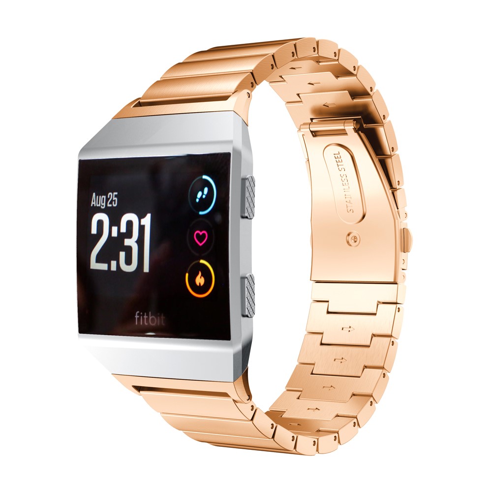 For Fibit Ionic 316 Stainless Steel Solid Chain Watch Strap Replacement - Rose Gold Color-4
