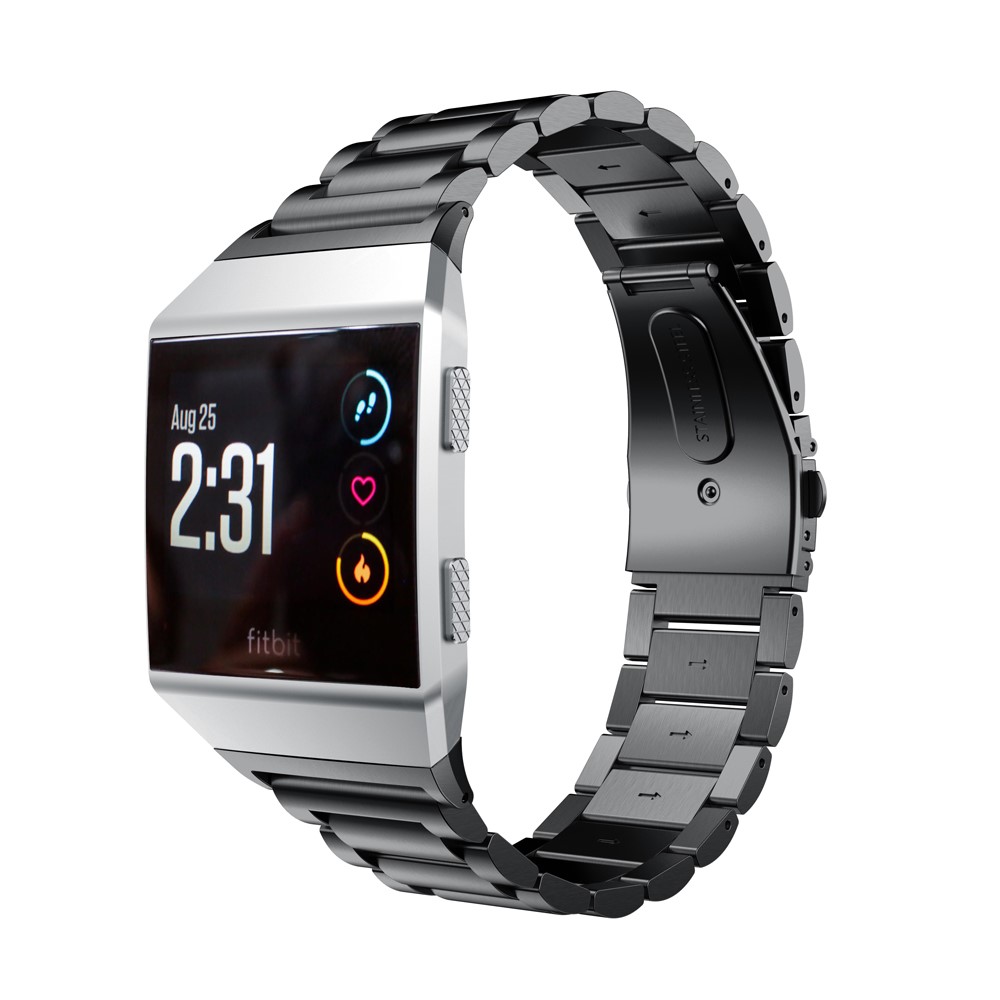 Solid Stainless Steel Watch Band Replacement for Fitbit Ionic - Black-3