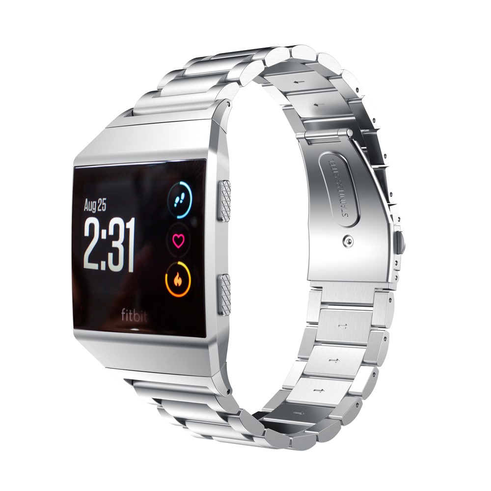 Solid Stainless Steel Watch Strap Replacement for Fitbit Ionic - Silver Color-3