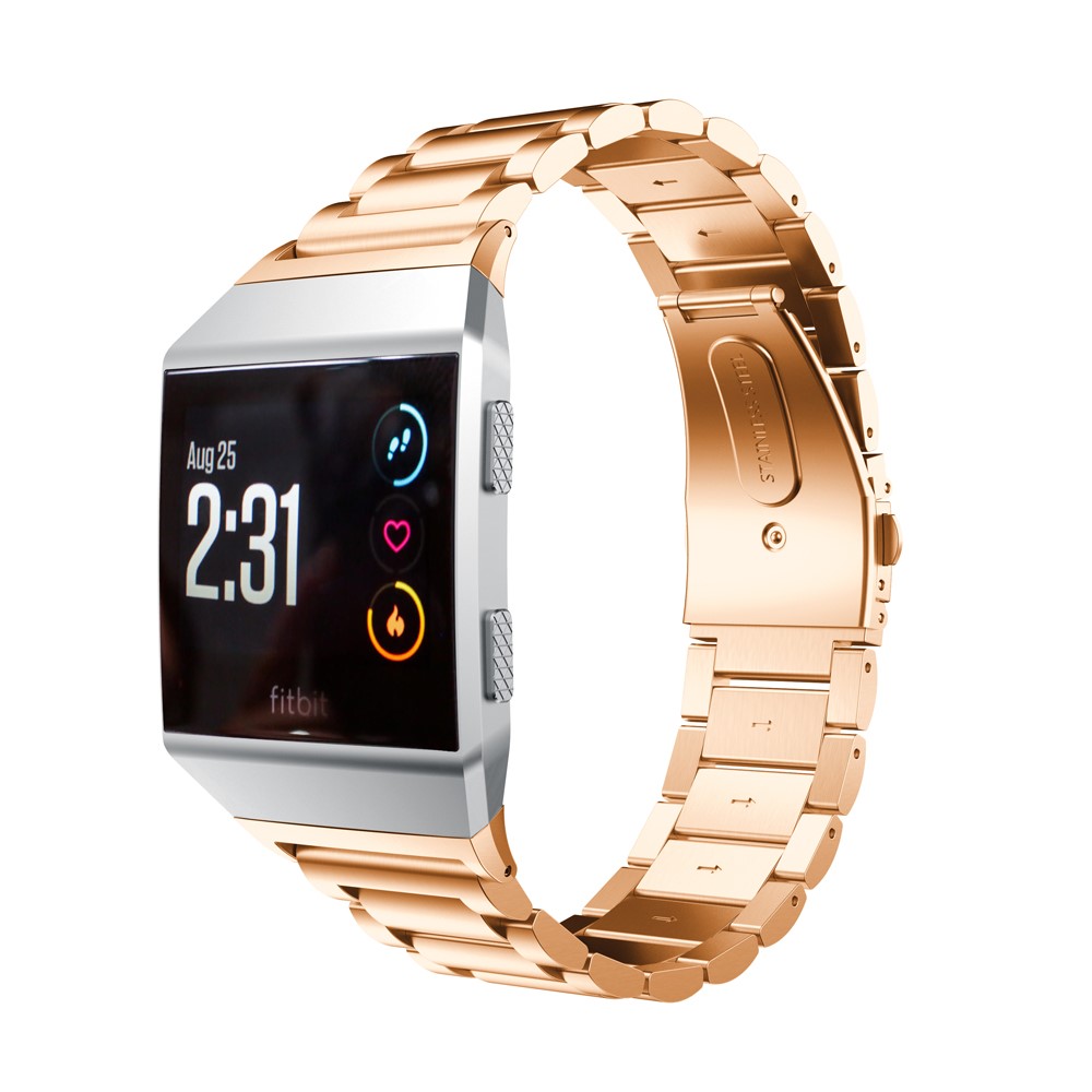 Solid Stainless Steel Wrist Watch Strap for Fitbit Ionic - Rose Gold Color-3