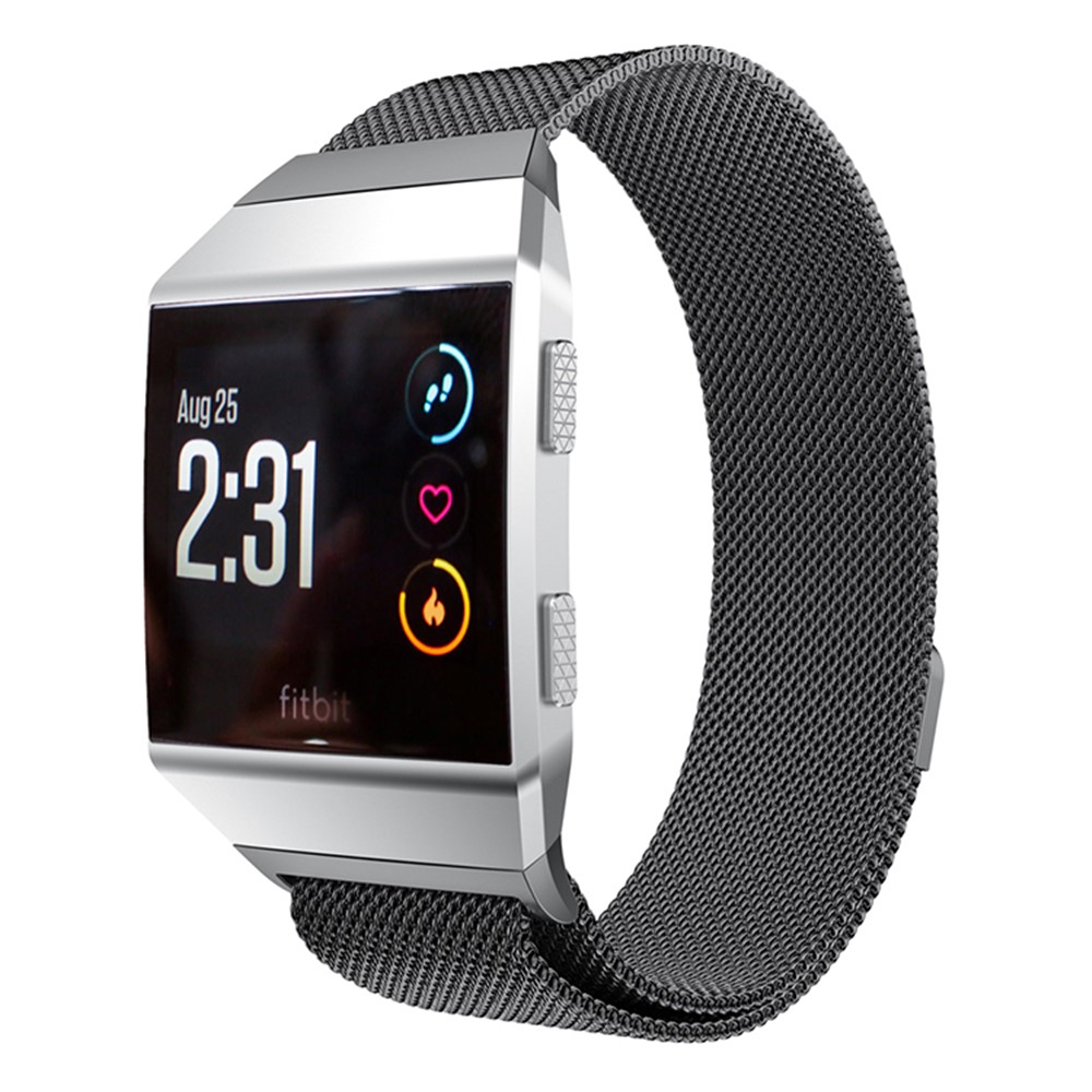Solid Stainless Steel Milanese Mesh Wrist Watch Strap for Fitbit Ionic - Black-3