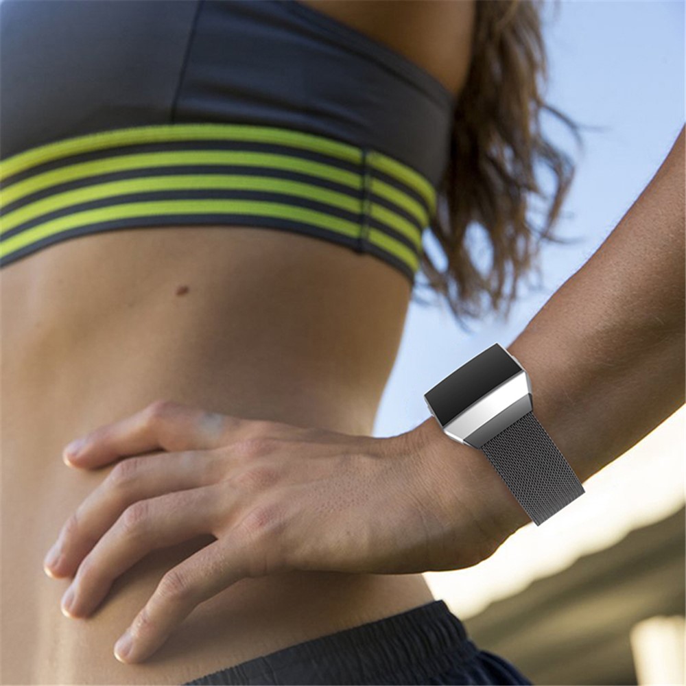 Solid Stainless Steel Milanese Mesh Wrist Watch Strap for Fitbit Ionic - Black-5
