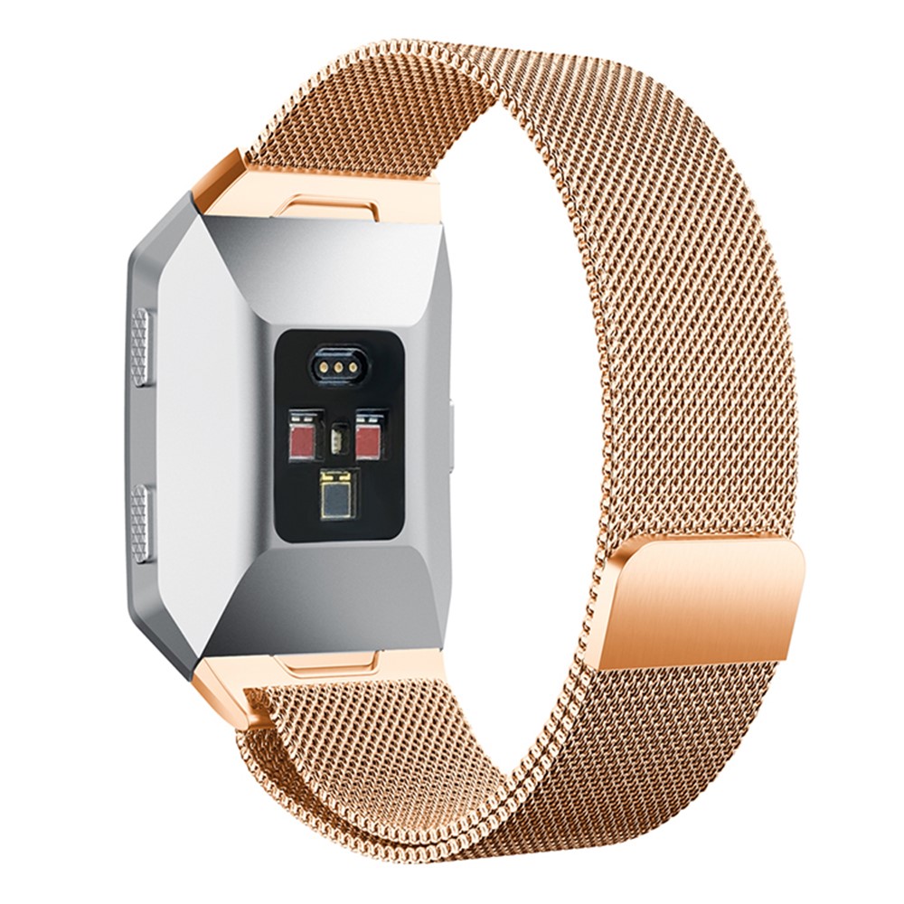 Solid Stainless Steel Milanese Mesh Wrist Watch Replacement Strap for Fitbit Ionic - Rose Gold Color-2