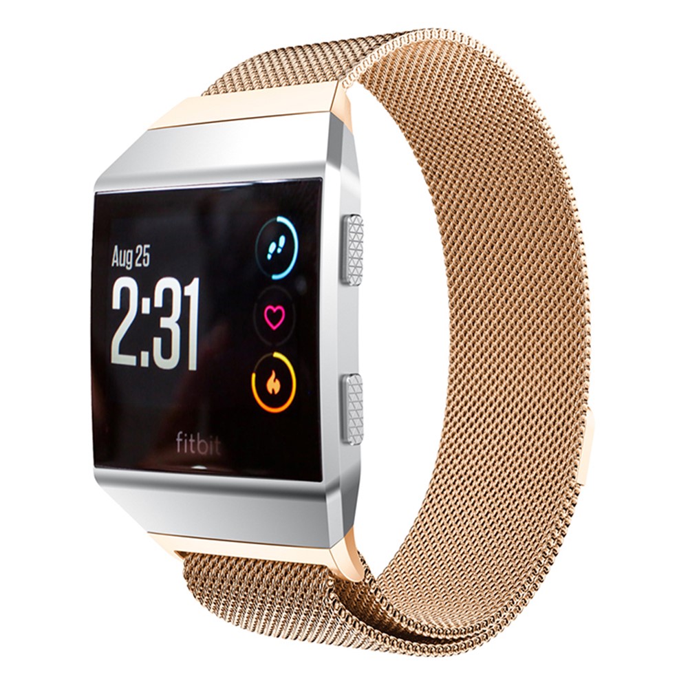 Solid Stainless Steel Milanese Mesh Wrist Watch Replacement Strap for Fitbit Ionic - Rose Gold Color-3