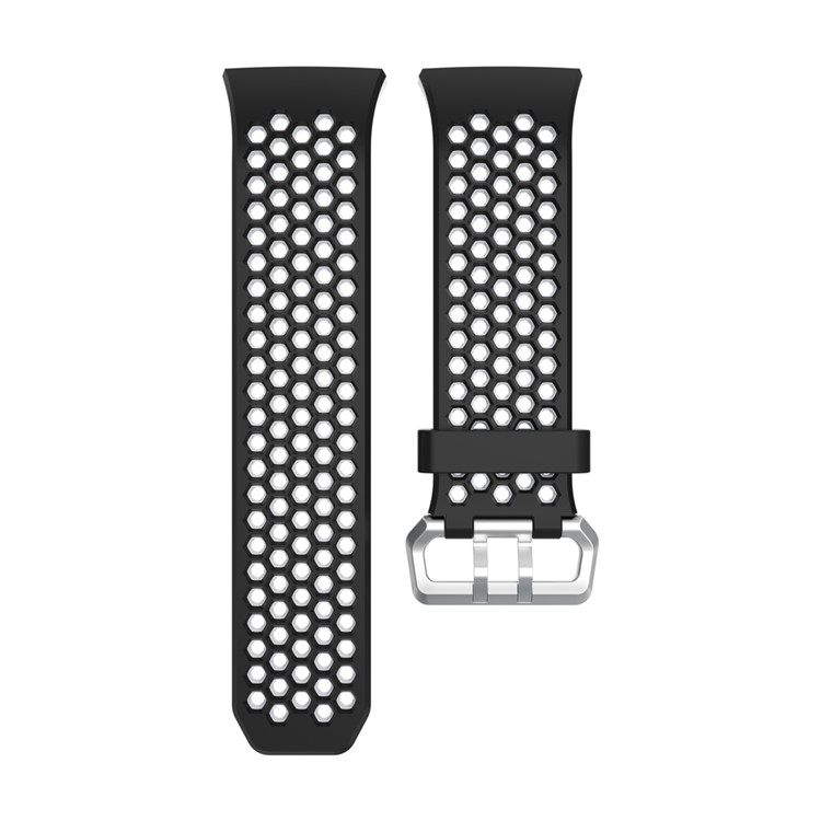 Two-tone Silicone Hollow Watch Band for Fitbit Ionic - Black + White-4