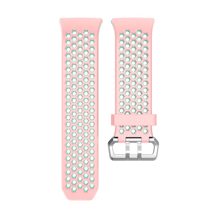 Dual Color Silicone Hollow Watch Strap for Fitbit Ionic - Pink + Cyan-4