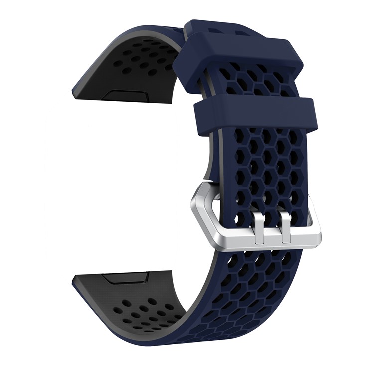 Two-tone Silicone Hollow Watch Wrist Strap for Fitbit Ionic - Blue + Black-1