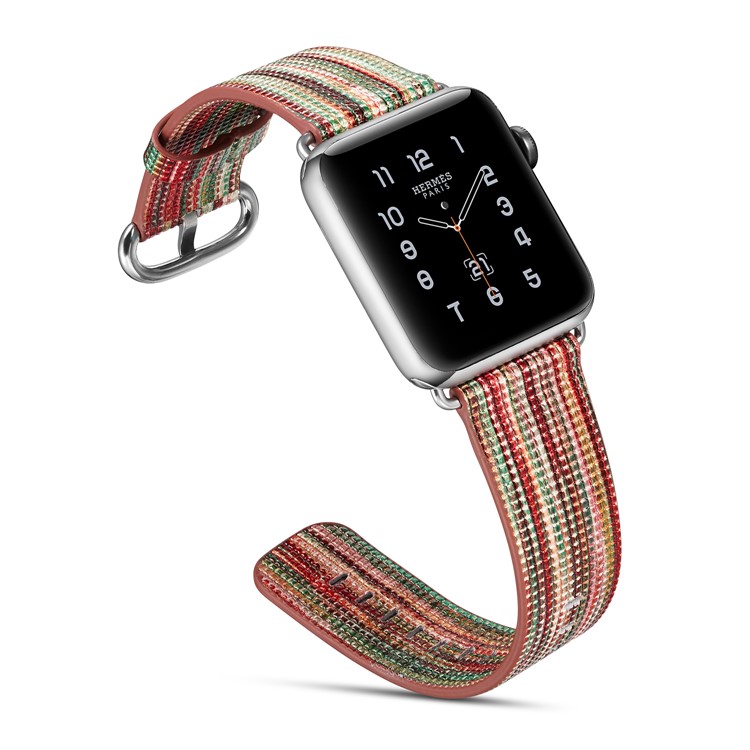 Colorized Stripes Genuine Leather Watch Band for Apple Watch Series 4 40mm / Series 3 2 1 38mm - Style A-5
