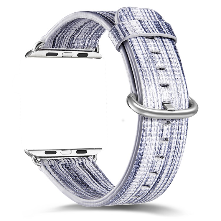 Colorized Stripes Genuine Leather Watch Band for Apple Watch Series 5 4 40mm / Series 3 2 1 38mm - Style I-2