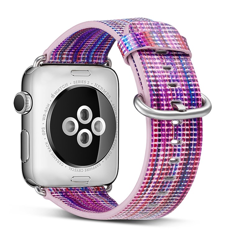 Genuine Leather Patterned Watch Band Replacement for Apple Watch Series 4 44mm / Series 3/2/1 42mm - Style B-1