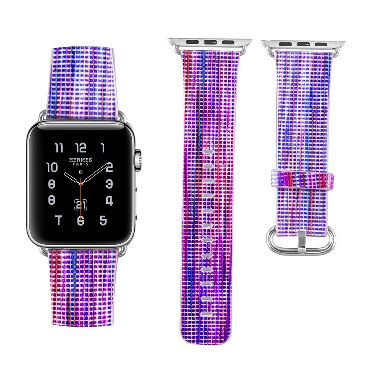 Genuine Leather Patterned Watch Band Replacement for Apple Watch Series 4 44mm / Series 3/2/1 42mm - Style B-2