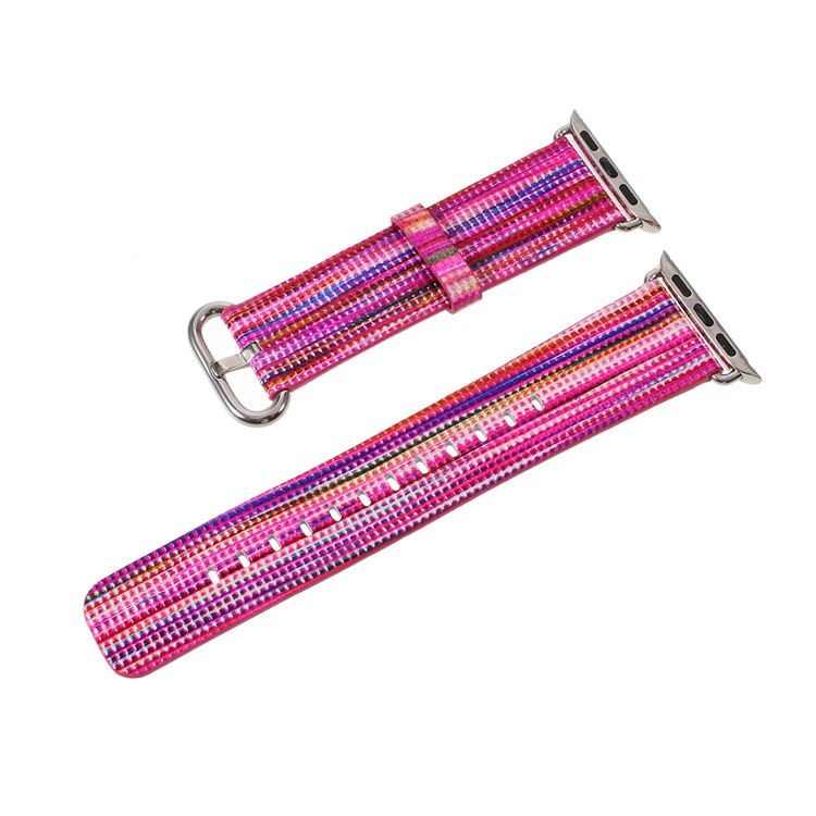 Patterned Genuine Leather Watch Strap Replacement for Apple Watch Series 4 44mm / Series 3/2/1 42mm - Style D-2