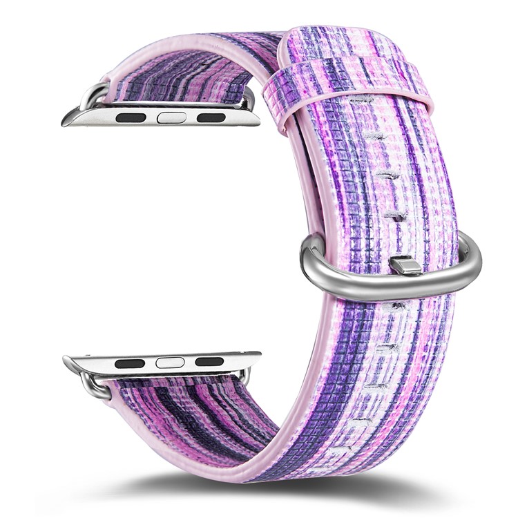 Genuine Leather Patterned Buckle Style Watch Strap Replacement for Apple Watch Series 4 44mm / Series 3/2/1 42mm - Style F-2