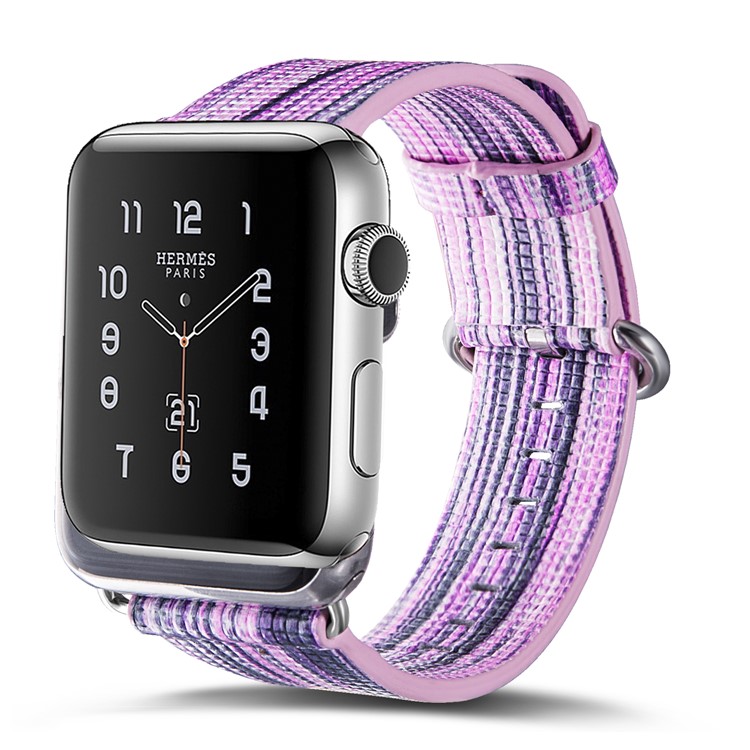 Genuine Leather Patterned Buckle Style Watch Strap Replacement for Apple Watch Series 4 44mm / Series 3/2/1 42mm - Style F-3