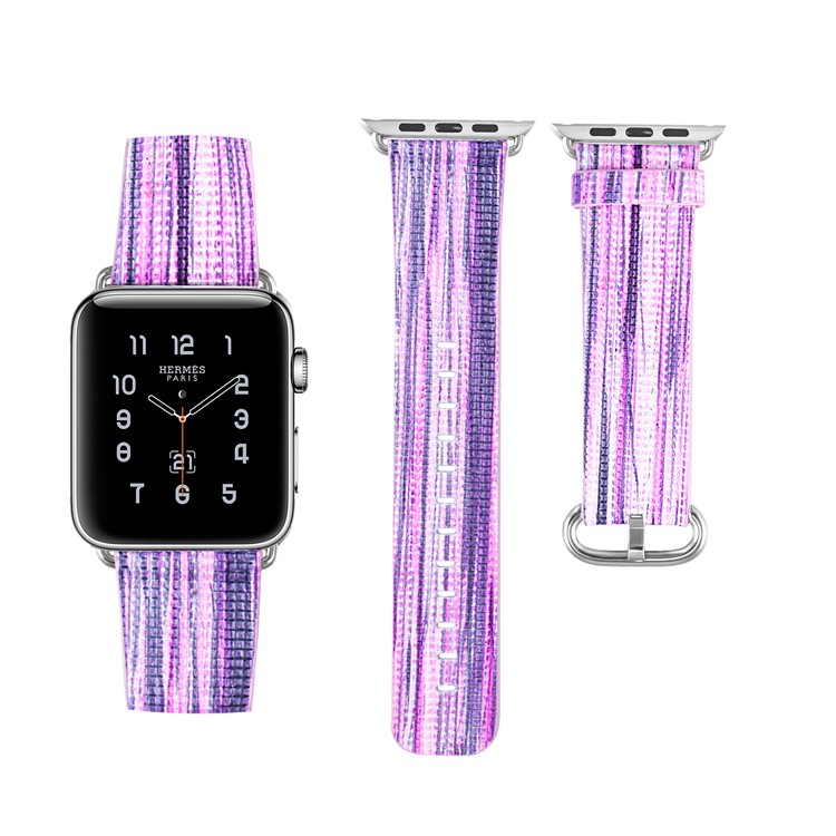 Genuine Leather Patterned Buckle Style Watch Strap Replacement for Apple Watch Series 4 44mm / Series 3/2/1 42mm - Style F-4