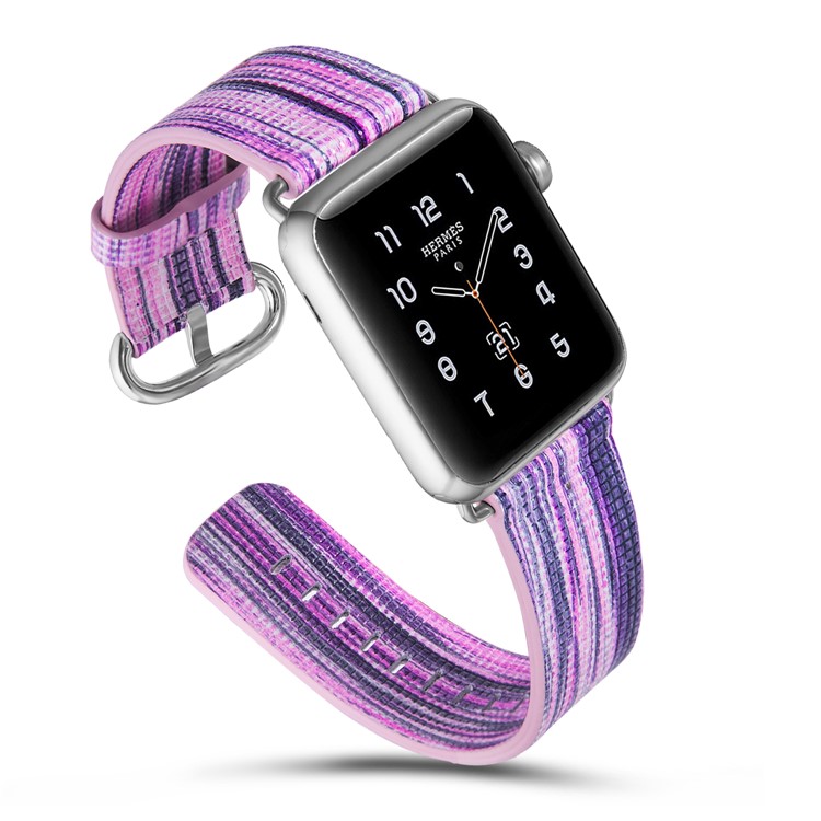 Genuine Leather Patterned Buckle Style Watch Strap Replacement for Apple Watch Series 4 44mm / Series 3/2/1 42mm - Style F-5