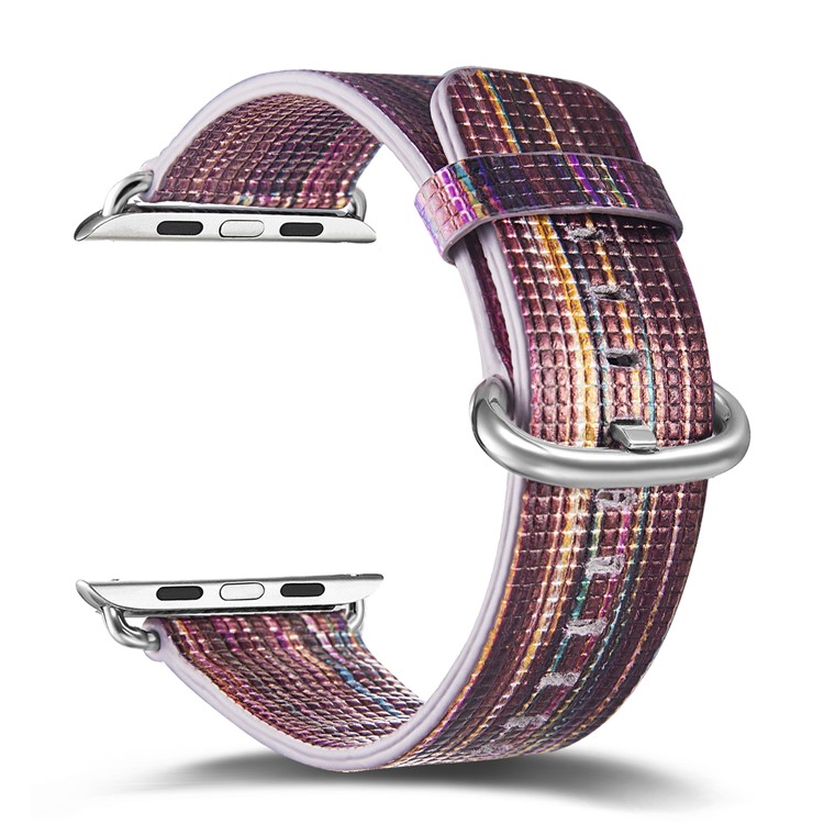 Genuine Leather Patterned Classic Buckle Watchband Replacement for Apple Watch Series 4 44mm / Series 3/2/1 42mm - Style H-1