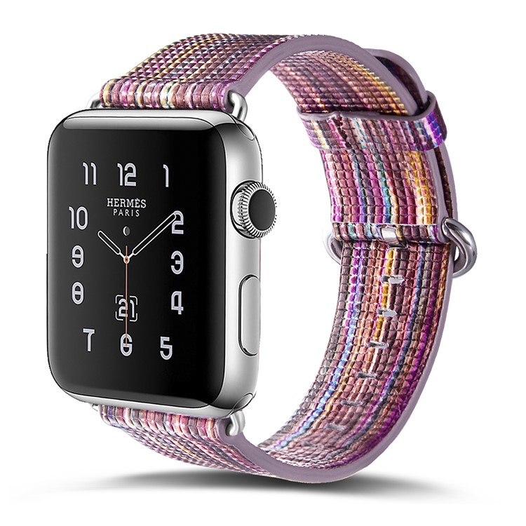 Genuine Leather Patterned Classic Buckle Watchband Replacement for Apple Watch Series 4 44mm / Series 3/2/1 42mm - Style H-3