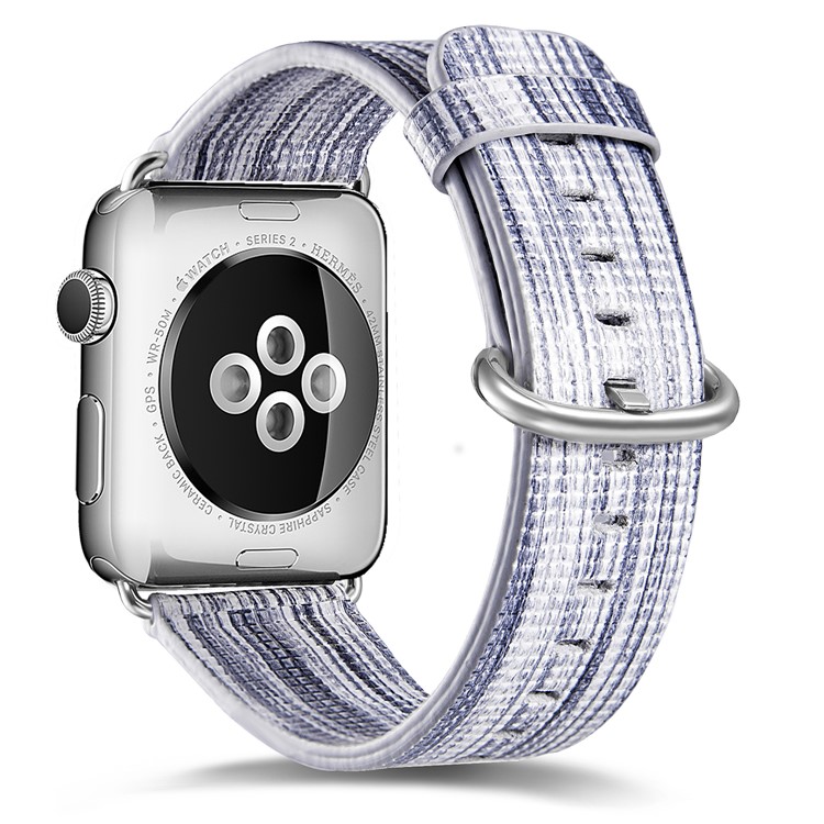 Rugged Genuine Leather Patterned Watch Strap Replacement for Apple Watch Series 4 44mm / Series 3/2/1 42mm - Style I-1