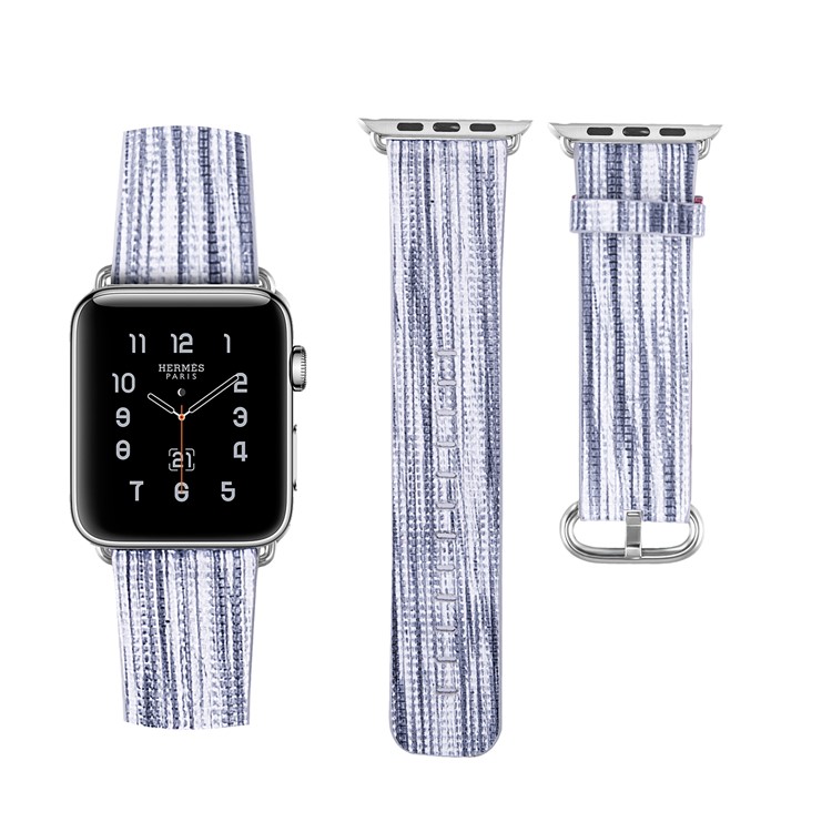 Rugged Genuine Leather Patterned Watch Strap Replacement for Apple Watch Series 4 44mm / Series 3/2/1 42mm - Style I-5