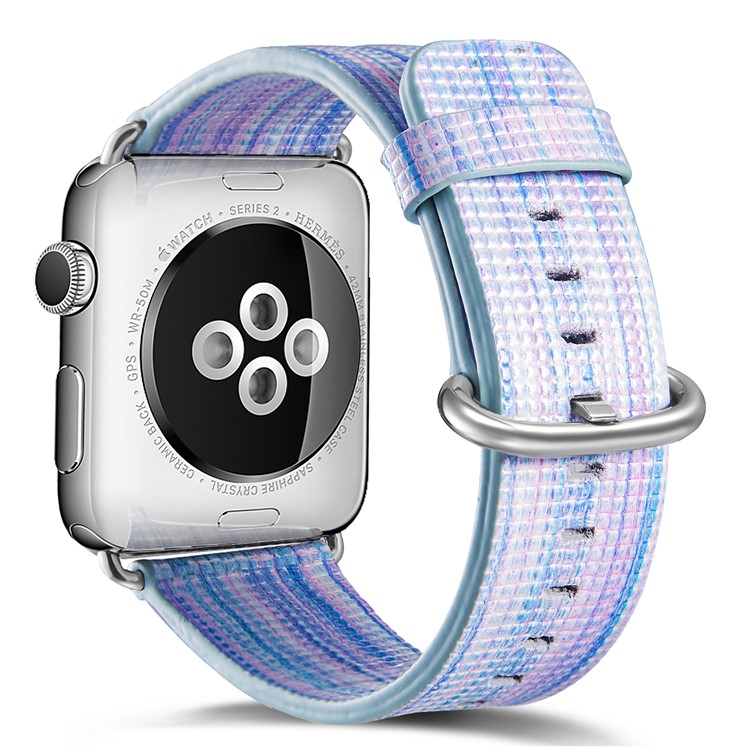 Multi-color Genuine Leather Patterned Watch Strap Replacement for Apple Watch Series 4 44mm / Series 3/2/1 42mm - Style J-1