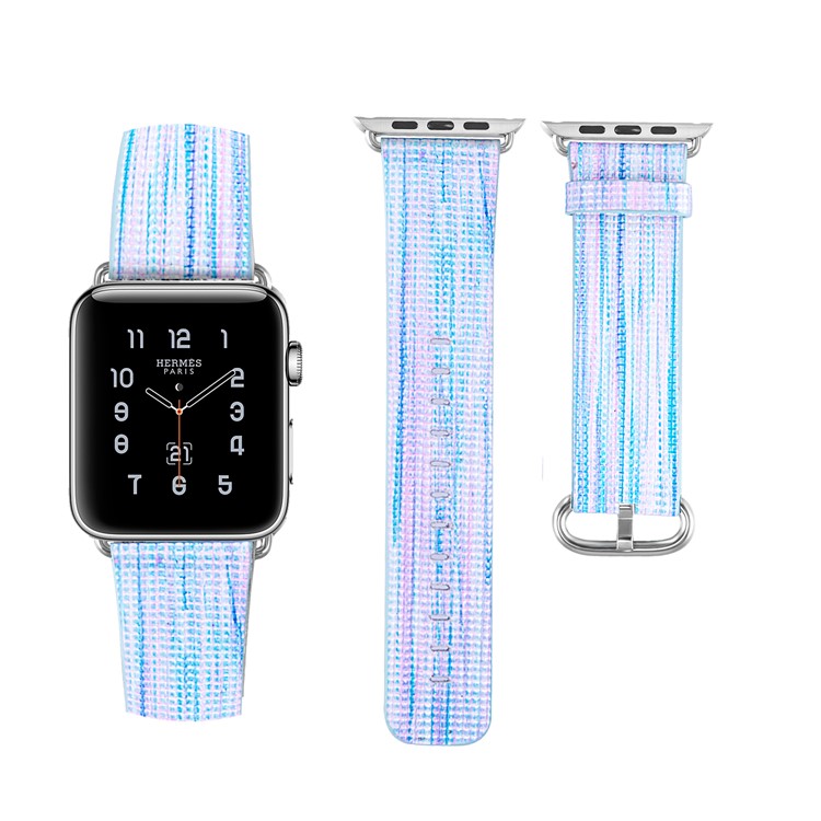Multi-color Genuine Leather Patterned Watch Strap Replacement for Apple Watch Series 4 44mm / Series 3/2/1 42mm - Style J-4