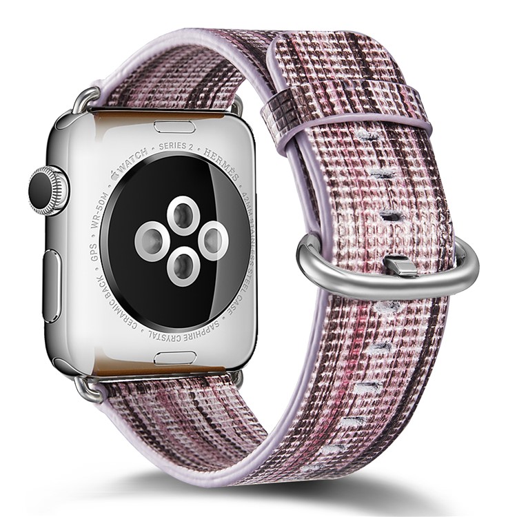Wear Comfortable Genuine Leather Patterned Watch Strap Replacement for Apple Watch Series 4 44mm / Series 3/2/1 42mm - Style K-1