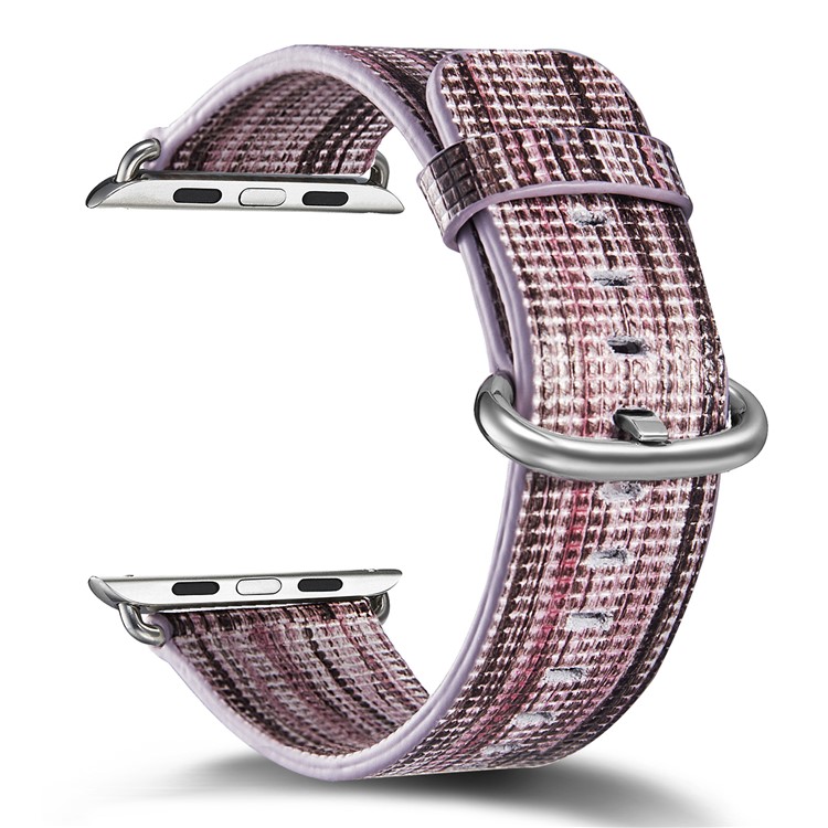 Wear Comfortable Genuine Leather Patterned Watch Strap Replacement for Apple Watch Series 4 44mm / Series 3/2/1 42mm - Style K-2