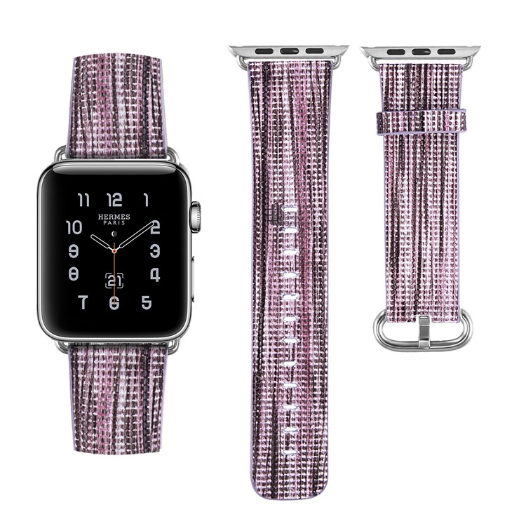 Wear Comfortable Genuine Leather Patterned Watch Strap Replacement for Apple Watch Series 4 44mm / Series 3/2/1 42mm - Style K-3