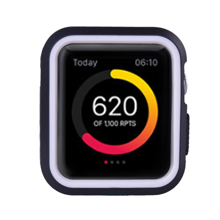 Dual-color Soft Silicone Watch Case for Apple Watch Series 3/2/1 38mm - Black + White-2