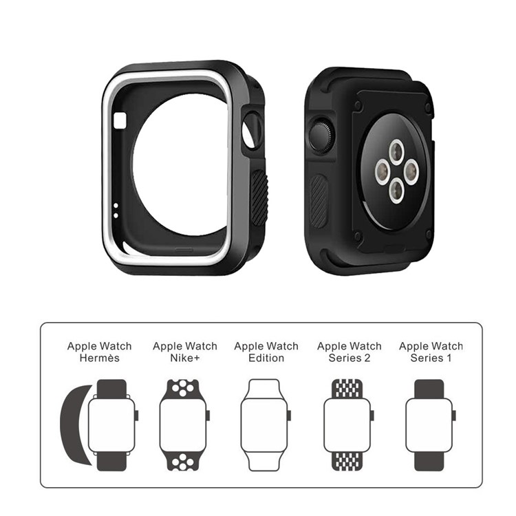 Dual-color Soft Silicone Watch Case for Apple Watch Series 3/2/1 38mm - Black + White-5