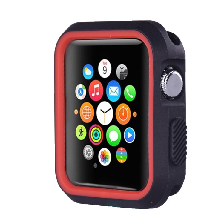 Bi-color Soft Silicone Watch Protective Case for Apple Watch Series 3/2/1 38mm - Black + Red-3