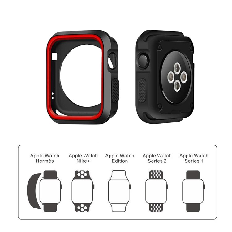 Bi-color Soft Silicone Watch Protective Case for Apple Watch Series 3/2/1 38mm - Black + Red-5