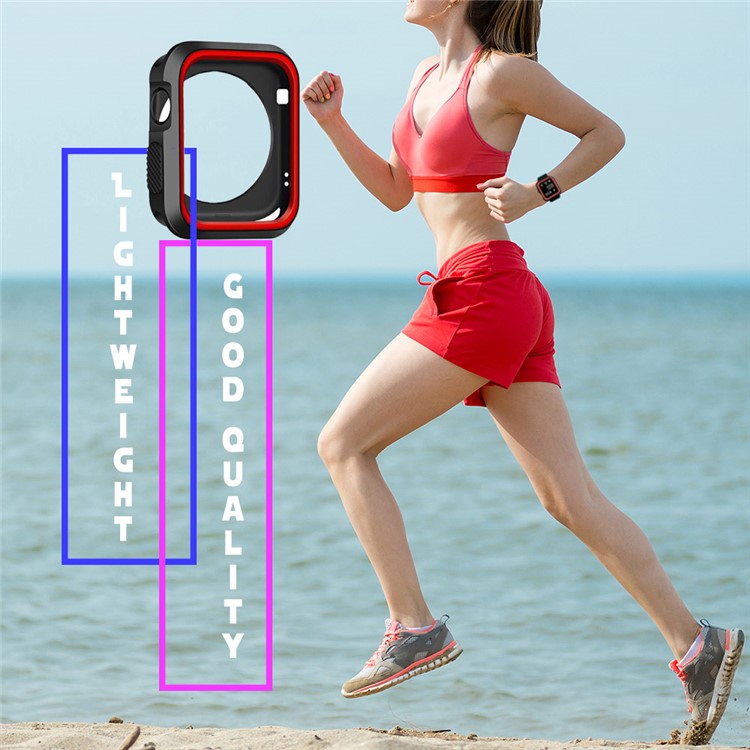 Bi-color Soft Silicone Watch Protective Case for Apple Watch Series 3/2/1 38mm - Black + Red-6