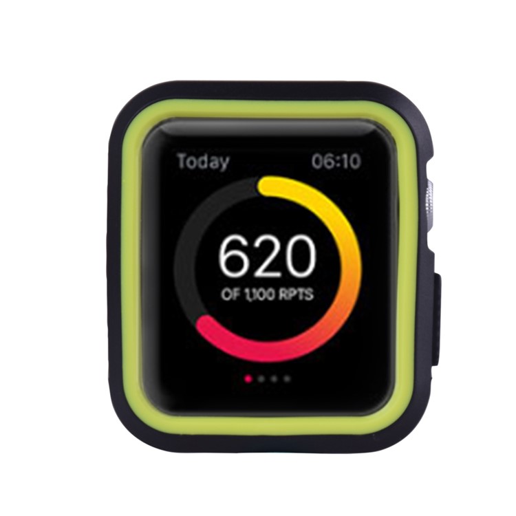 Contrast Color Silicone Soft Watch Cover for Apple Watch Series 3/2/1 38mm - Black + Green-2
