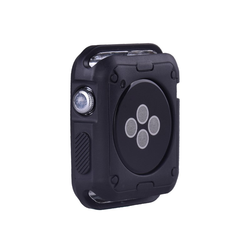 Contrast Color Silicone Soft Watch Cover for Apple Watch Series 3/2/1 38mm - Black + Green-4