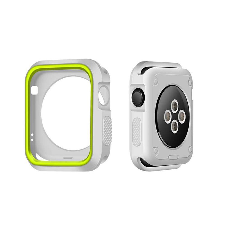 Bi-color Silicone Soft Watch Shell Case for Apple Watch Series 3/2/1 38mm - White + Green-1