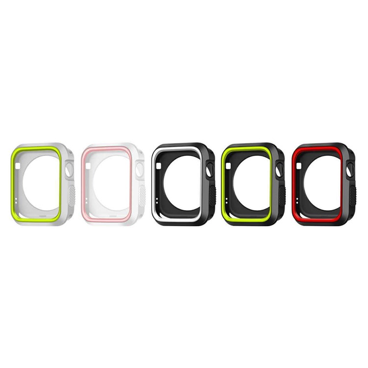 Bi-color Silicone Soft Watch Shell Case for Apple Watch Series 3/2/1 38mm - White + Green-3