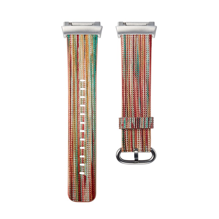 Contrast Color Genuine Leather Watch Band Strap for Fitbit Ionic - Style A-2