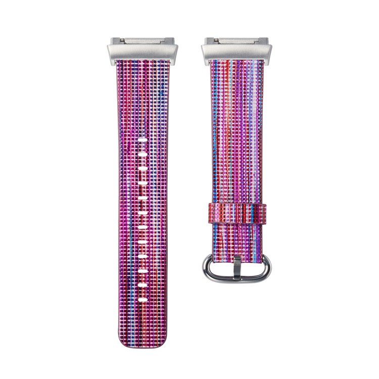 Colorized Stripes Genuine Leather Watch Band for Fitbit Ionic - Style B-2