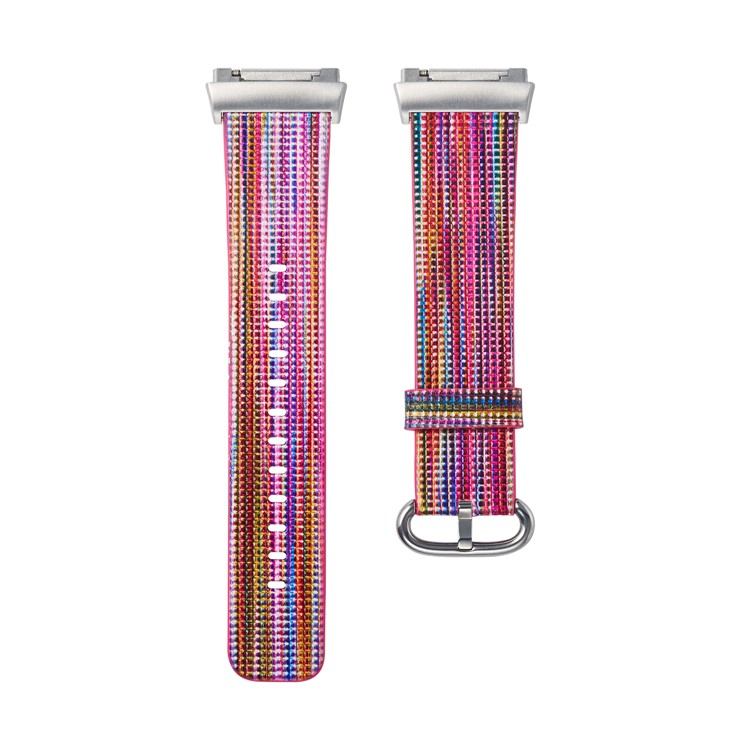 Colorized Stripes Genuine Leather Watch Strap for Fitbit Ionic - Style D-2