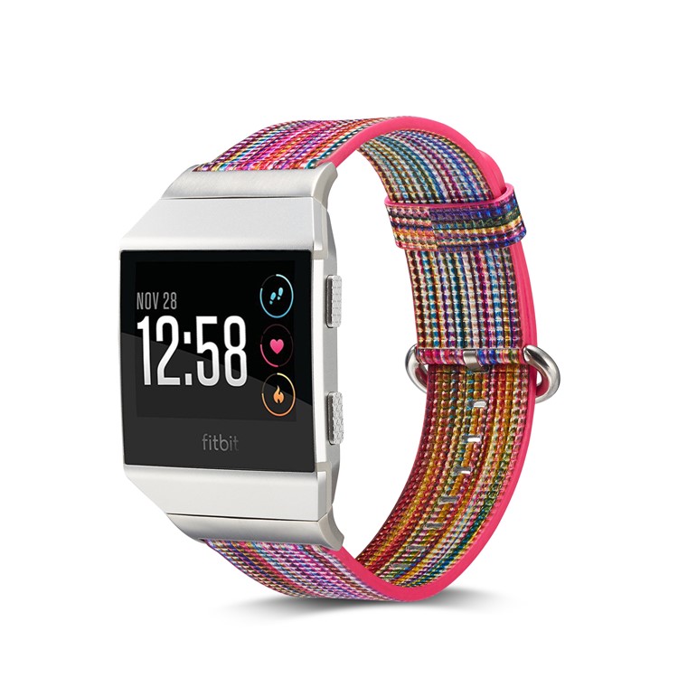 Colorized Stripes Genuine Leather Watch Strap for Fitbit Ionic - Style D-3