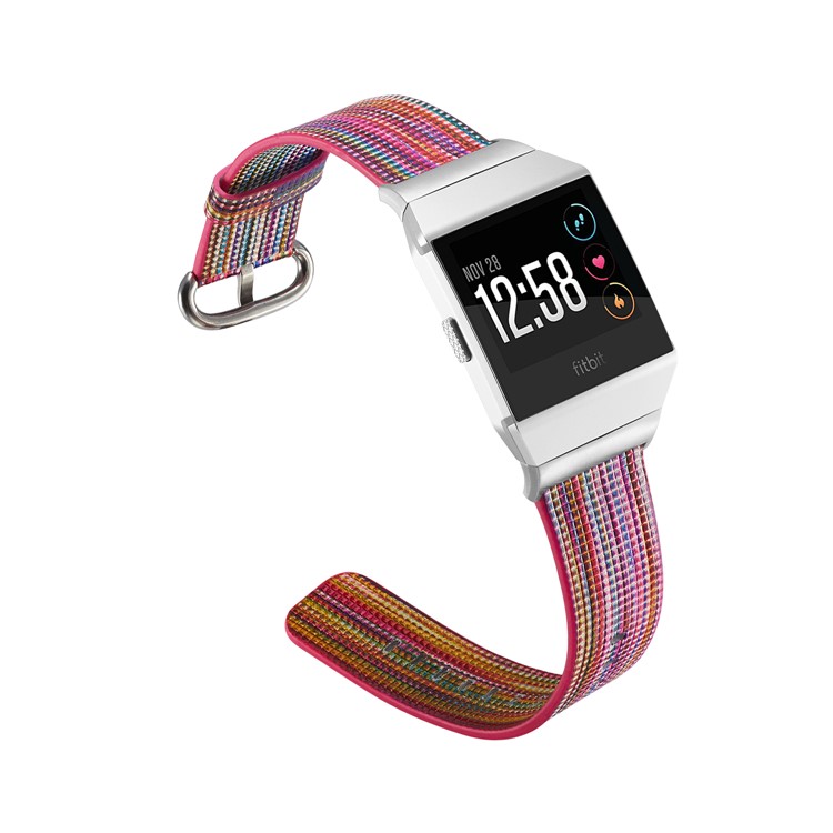 Colorized Stripes Genuine Leather Watch Strap for Fitbit Ionic - Style D-4
