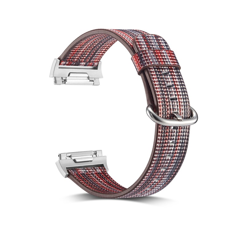 Multi-color Stripes Genuine Leather Watch Band Replacement for Fitbit Ionic - Style E-1