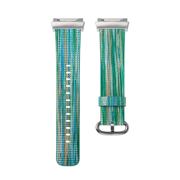 Multi-color Stripes Genuine Leather Replacement Watch Band for Fitbit Ionic - Style G-2