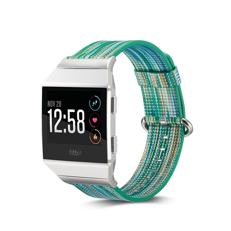 Multi-color Stripes Genuine Leather Replacement Watch Band for Fitbit Ionic - Style G-3