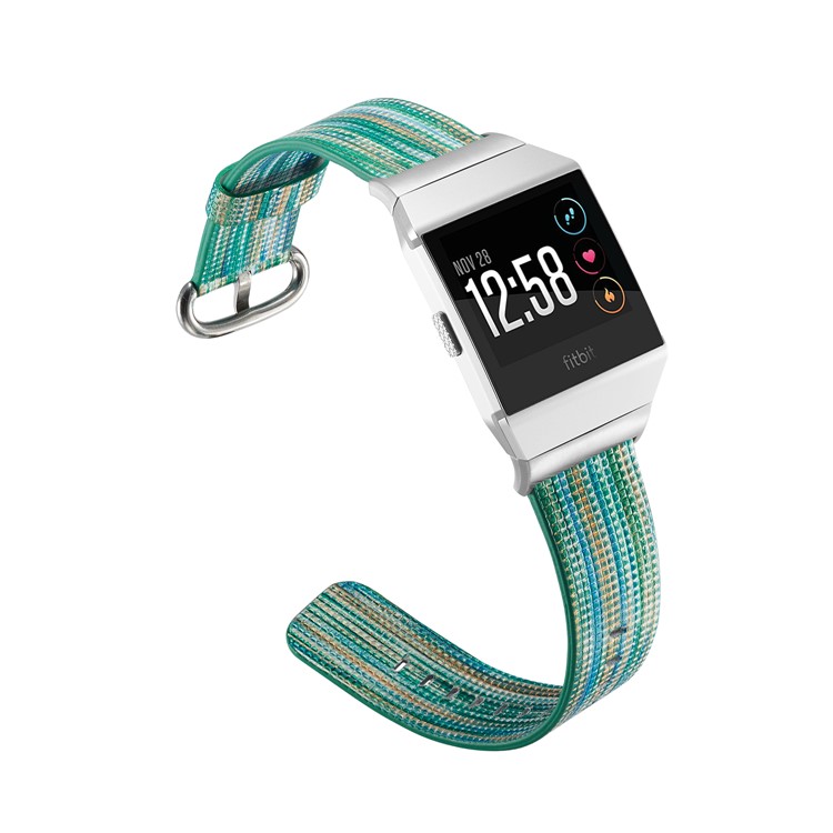 Multi-color Stripes Genuine Leather Replacement Watch Band for Fitbit Ionic - Style G-4