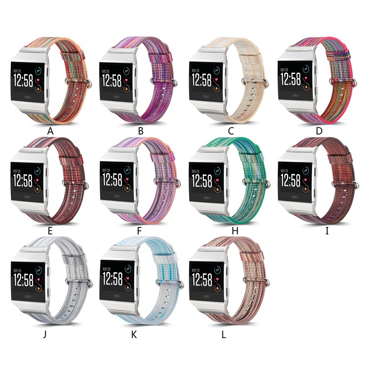 Multi-color Stripes Genuine Leather Replacement Watch Band for Fitbit Ionic - Style G-5