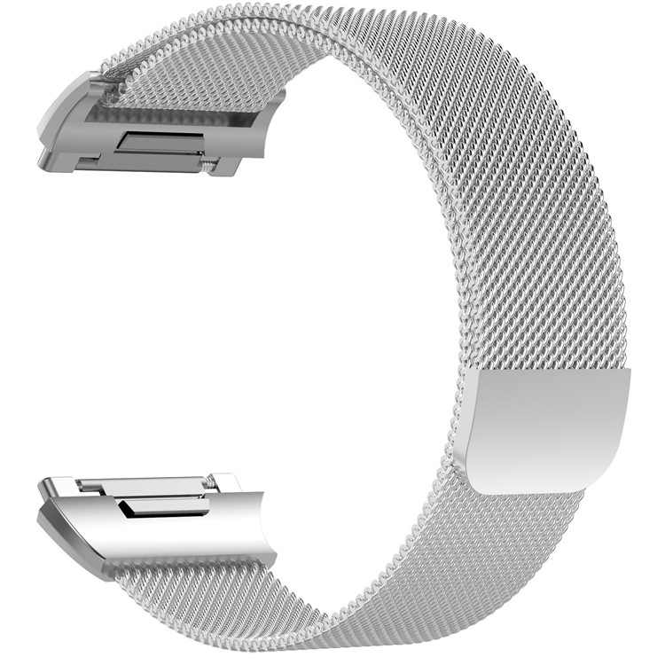 Luxury Milanese Magnetic Stainless Steel Watch Band for Fitbit Ionic - Size: L, Silver Color-3